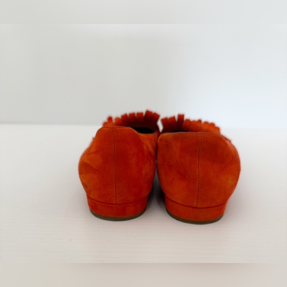 M. Gemi Burnt Orange Suede Leather Fringe Loafers - 36.5 - Picture 13 of 15